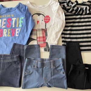 Carter's lot  3 outfits - 6 pieces  Baby girl 18 mo.